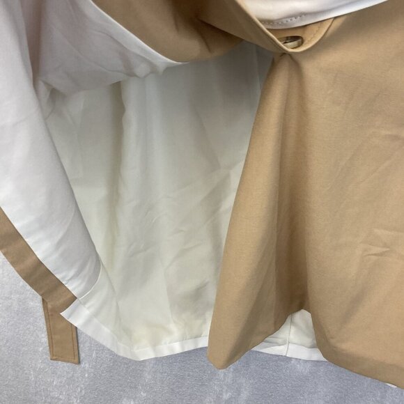 Nine West Sleeveless Trench Vest Womens 2XL Tan White Belted Double Breasted - Picture 10 of 14